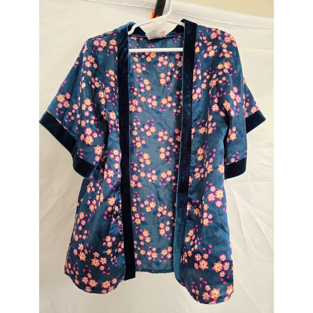 Little Lass Kids Girls Floral Kimono Robe Blue Pink Orange Flowers Size‎ G